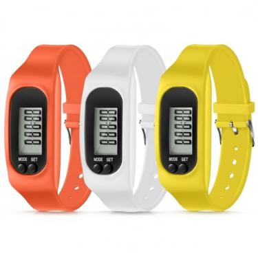 Imagem de Kenning Relógio rastreador de atividades de silicone, 3 peças, pedômetro, caminhada, corrida, queima de calorias e contagem de passos, relógio pedômetro para caminhada, homens, mulheres e crianças
