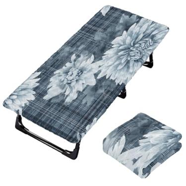 Imagem de Burbuja Lençol de berço xadrez de flores de crisântemo para crianças, lençol de cochilo acolchoado portátil com faixa elástica para meninas e meninos, lavável na máquina, 63,5 x 127 cm