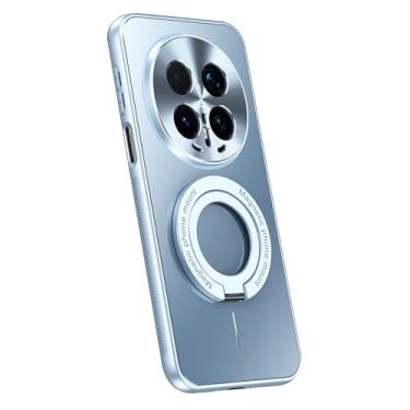 Imagem de LYJSMGZ Capa magnética para Huawei Honor Magic 8 Pro/Magic 8, proteção de câmera com tudo incluído, capa de telefone antiderrapante fosca com suporte giratório de 360°, azul, Majic 8 Pro