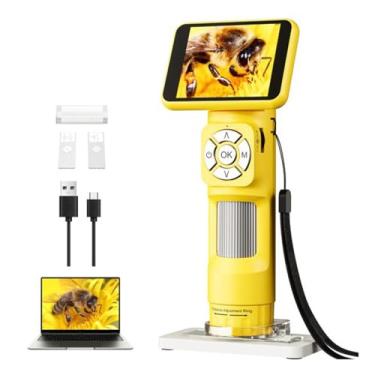 Imagem de Luocute Microscópio Digital Portátil para Crianças, Tela IPS de 2,8 Polegadas 30X 120X 700X Ampliação HD 1080P Vídeo 10MP Foto, Com 8 Luzes LED Ajustáveis ​​Conexão USB PC Cartão TF de (Monocular)