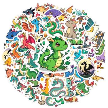 Imagem de 50 peças de adesivos de papelaria dragão fantasia adesivos de animais dragões dragões decalques para laptop, bagagem, álbum de recortes, diário, adesivo, guitarra, laptop, capacete, skate