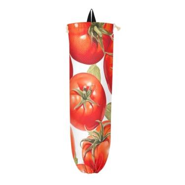 Imagem de Suporte de armazenamento de sacola de compras de tomates para pintura em aquarela, dispensador de sacolas de supermercado, suporte de saco plástico para armário