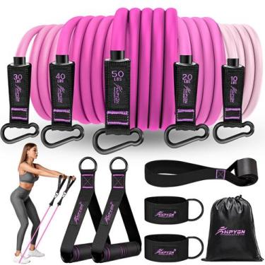 Imagem de Conjunto de faixas de exercícios HPYGN com alças e tiras