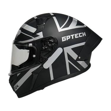 Imagem de Capacete GP Tech Sense UK Fosco Preto Branco Fechado Moto 58