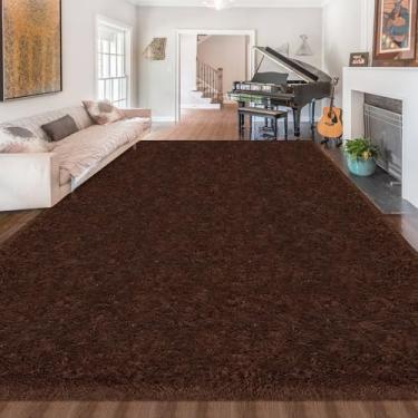 Imagem de ZJYeRug Tapetes de 2,4 x 3 m para sala de estar, tapete felpudo marrom para quarto de menina 2,4 x 3 m embaixo da cama, tapete antiderrapante grande fofo para sala de jogos, tapete macio de pelúcia