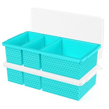 Imagem de Bandejas de cubos de gelo com padrão de diamante, conjunto de 1 + 2 peças (2 bandejas) (azul)