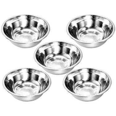 Imagem de Kit 5 Tigela Bacia Bowl De Inox Redonda com Capacidade de 500mL Cozinh