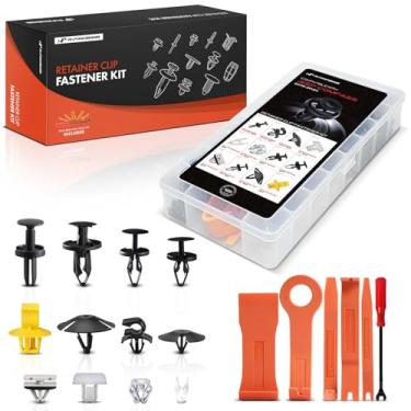 Imagem de A-Premium Kit de clipes de retenção de carro 120 peças (12 tipos) compatível com Jeep Compass 2018-2024 para-choque protetor de para-choque hélice radiador pino de pressão automático conjunto de