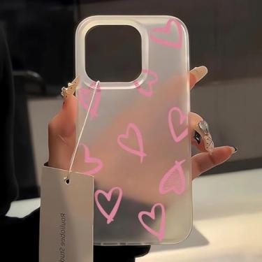 Imagem de Capa de celular fofa em formato de coração para iPhone 16 Pro, iPhone 13, 11, 12, 14, 15 Pro Max Plus, 13, 12 Mini, capa protetora transparente de silicone à prova de choque, transparente JP26, para