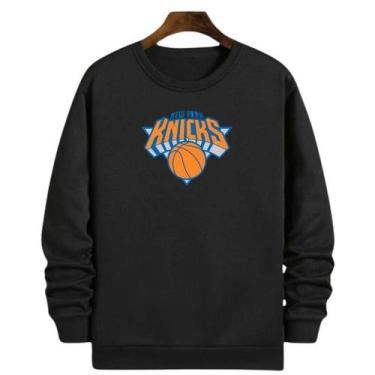 Imagem de Blusa Moletom Gola Basquete New York Knickss Basketball, Preto, P, Uni