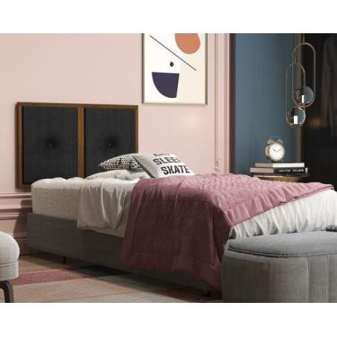 Imagem de Painel Cabeceira Box Solteiro 0,90 Madeira Suede Preto - Comprar Movei