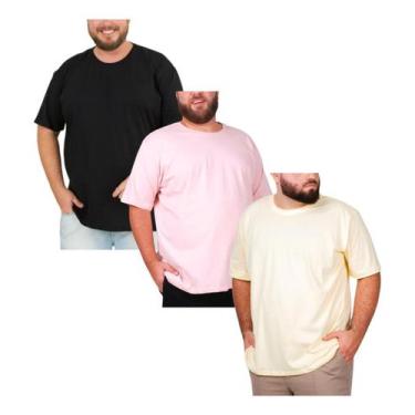 Imagem de Kit 3 Camisetas Masculinas Algodão Egipcio Cores Vibrantes - Genérica,