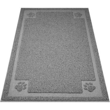 Imagem de UPSKY Tapete de areia grande para gatos, 99 cm × 58 cm, armadilha de caixa e controle de dispersão de patas para caixa de areia macia em patas de gatinho sensíveis, fácil de limpar, durável (cinza)