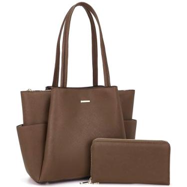 Imagem de Bolsa de mão feminina conjunto de bolsa e carteira grandes bolsas de ombro bolsas transversais bolsa bolsa, Marrom Z