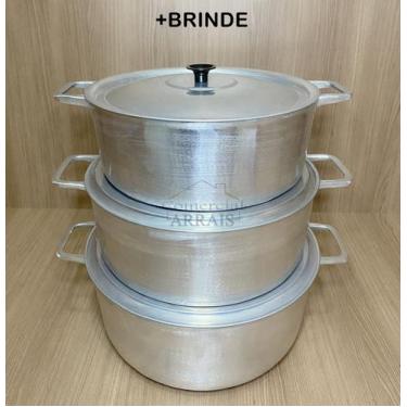 Imagem de Jogo De Panelas Alumínio Batido Fundido 3 Peças N 26 Até 30 - Arrais