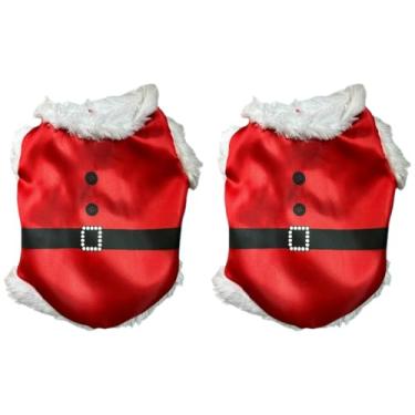 Imagem de Fantasia De Natal Para Cachorro de estimação Roupa Natalina Papai Noel Pet Estampas Sortidas(3,2 pçs)