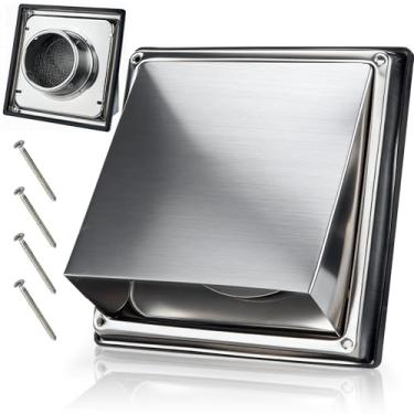 Imagem de EOEDEPAZ Tampa externa de ventilação da secadora de 10 cm, tampa de ventilação externa de aço inoxidável - à prova de intempéries, à prova de ferrugem, resistente a altas temperaturas para parede