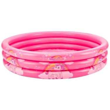 Imagem de Piscina Inflavel 190L 121cm 3 Aneis Unicornio Rosa - DM Brasil, Unicor