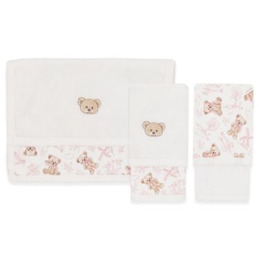 Imagem de Kit 2 Toalhas De Boca Algodão Off White Urso Rosa Mini & Co-Feminino