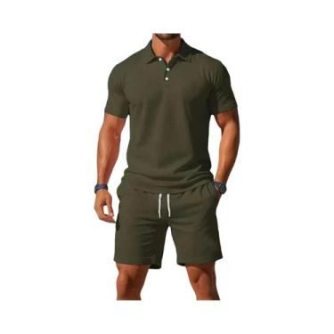 Imagem de Conjunto Masculino Casual De Duas Peças Para Praia E Esportes: Shorts 