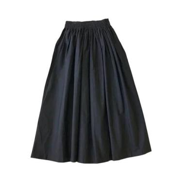 Imagem de Saia Longa Plissada Branca De Cintura Alta Para Mulheres, Comprimento 