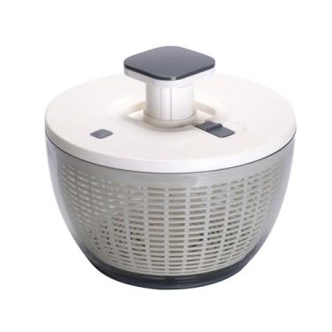 Imagem de Coador de salada | Cesta de lavagem manual de cozinha | Giratório de secagem de alface fácil de pressionar | para cozinha, geladeira, despensa, casa, restaurante, apartamento, café