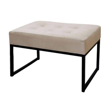 Imagem de Puff Decorativo Para Sala e Quarto Paris Veludo Bege Base Preta Shop das Cabeceiras