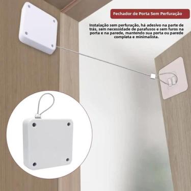 Imagem de Fechador De Porta Automático Ajustável Sem Furos Com Sensor E Corda De
