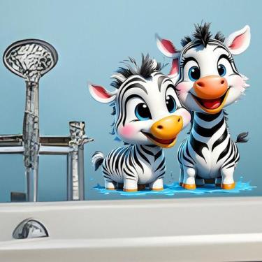 Imagem de Adesivos de parede Cute Cartoon Zebra Playful Baby PVC 29,5 x 29,5 cm 