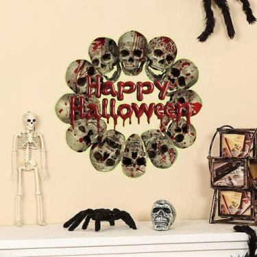 Imagem de Adesivos de parede Halloween Skull Glow in the Dark PVC 23x23cm - Yiwe