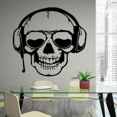 Imagem de Adesivos de parede Skull Headphone Music Style PVC 61x57cm - yiweisai