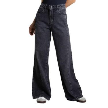 Imagem de Calça Jeans Sawary Wide Leg Petit - 281978 - black 40, Preto, 40