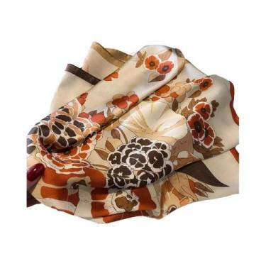 Imagem de Lenço de Seda Quadrado 70cm - Estampa Luxuosa para Pescoço, Cabelo e M