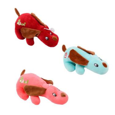 Imagem de Kit 3 Pelúcia Cachorro Infantil Decorativo Ventosa Creche Brinquedo Pa