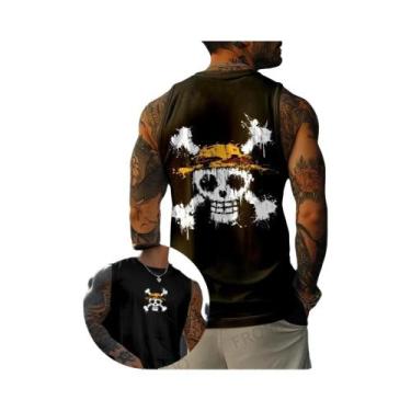 Imagem de Camiseta Regata Masculina De Algodão One Piece Anime Luffy Zoro, Corte