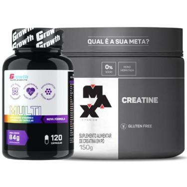 Imagem de Multivitaminico 120 Caps Growth + Creatina 150g Max Titanium