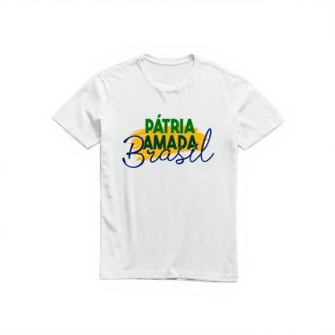Imagem de Camiseta Feminina Manga Curta Estampada Pátria Amada Brasil Malha Algodão do P ao G1-Feminino