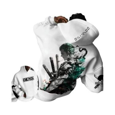 Imagem de Moletom Masculino Oversize ONE PIECE Roronoa Zoro Com Capuz, Manga Lon