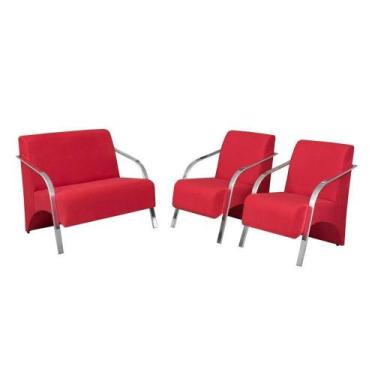 Imagem de Conjunto Vênus Braço Alumínio 1 Namoradeira 2 Polt. Vermelho - D SALLA