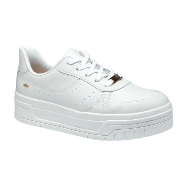 Imagem de Tênis Casual de Couro com Sola Alta Feminino Dakota Branco 38-Feminino