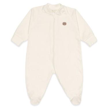 Imagem de Macacão Longo Bebê Menino Off White Liso Mini &amp Co - Mini & Co, RN