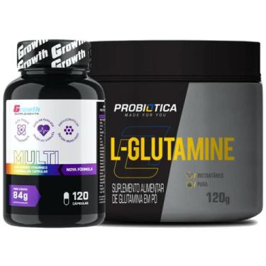 Imagem de Multivitaminico 120 Caps Growth + Glutamina 120g Probiotica