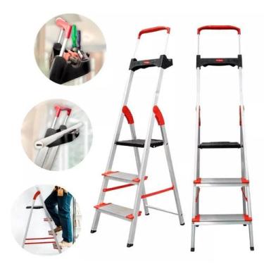 Imagem de Escada Comfort 03 Degraus Alumínio Reforçada Alumasa 150kg