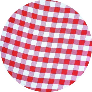 Imagem de Kit 4 Capas para Sousplat Xadrez Branco Vermelho 35cm Poliéster Elástico Reutilizável para Mesa Maison Charlo