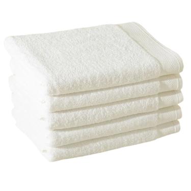 Imagem de Kit 5 Toalhas de Rosto Eleganz 45cmx80cm 100% Algodão 445g-m2 Macias Branco LM Peter