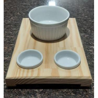 Imagem de Petisqueira - Kit Tábua para Molhos e Petiscos - Porcelana Branca - M.