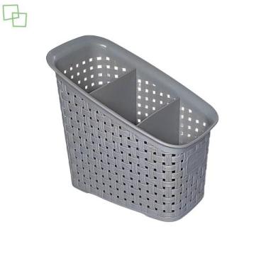 Imagem de Organizador de Mesa Talheres Caneta Lápis Multiuso Rattan 3 Divisórias