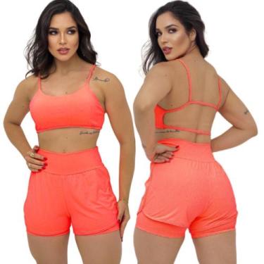 Imagem de Short Duplo Fitness Academia Feminino Short Treino Caminhada Ginastica