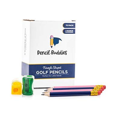 Imagem de Conjunto de mini lápis em forma de triângulo para crianças – 72 lápis de golfe com borrachas e apontadores, Navy Blue and Light Pink