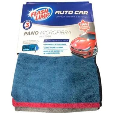 Imagem de Pano De Microfibra Multiuso 35X40Cm 3Un Auto Car Flash Limp